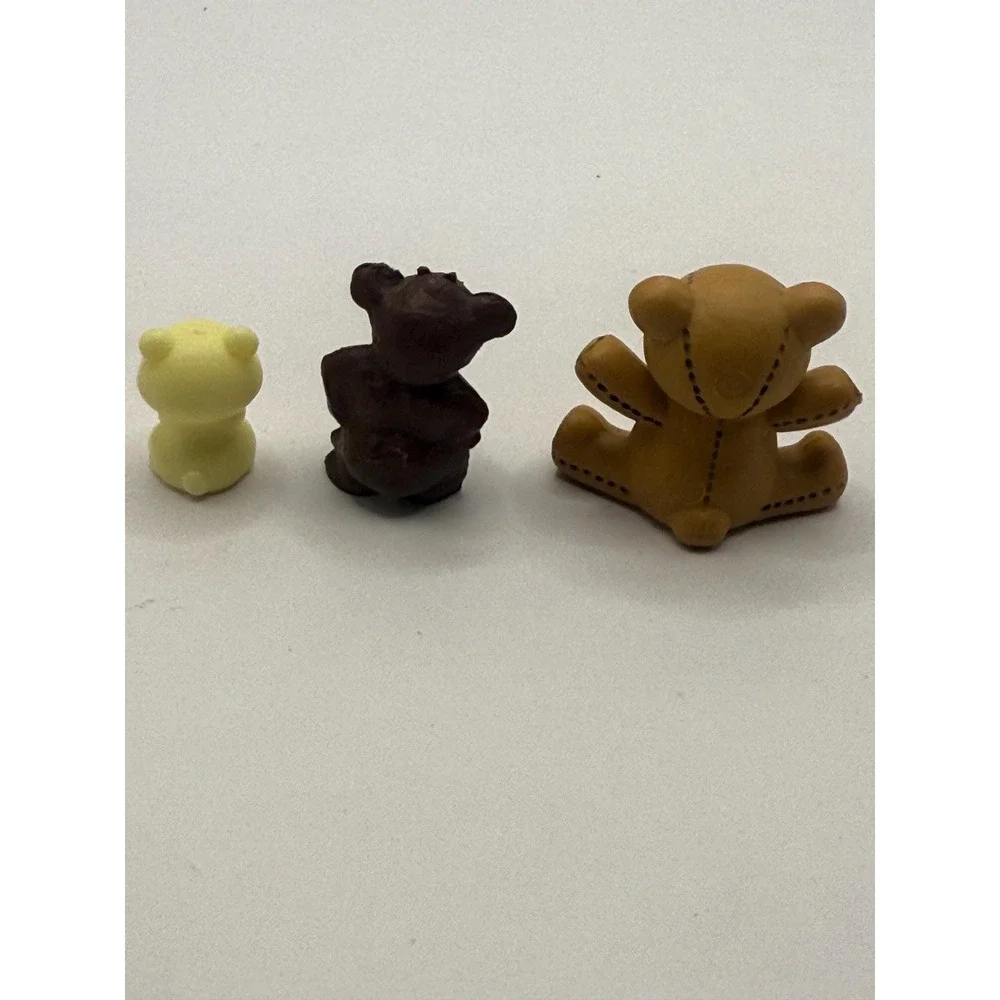 VTG Mini Teddy Bear‎ Figurines Lot – Small Resin Bears – Dollhouse Size Set of 3